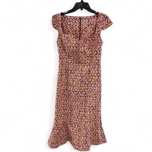 Maeve Orange and Purple Midi Dress